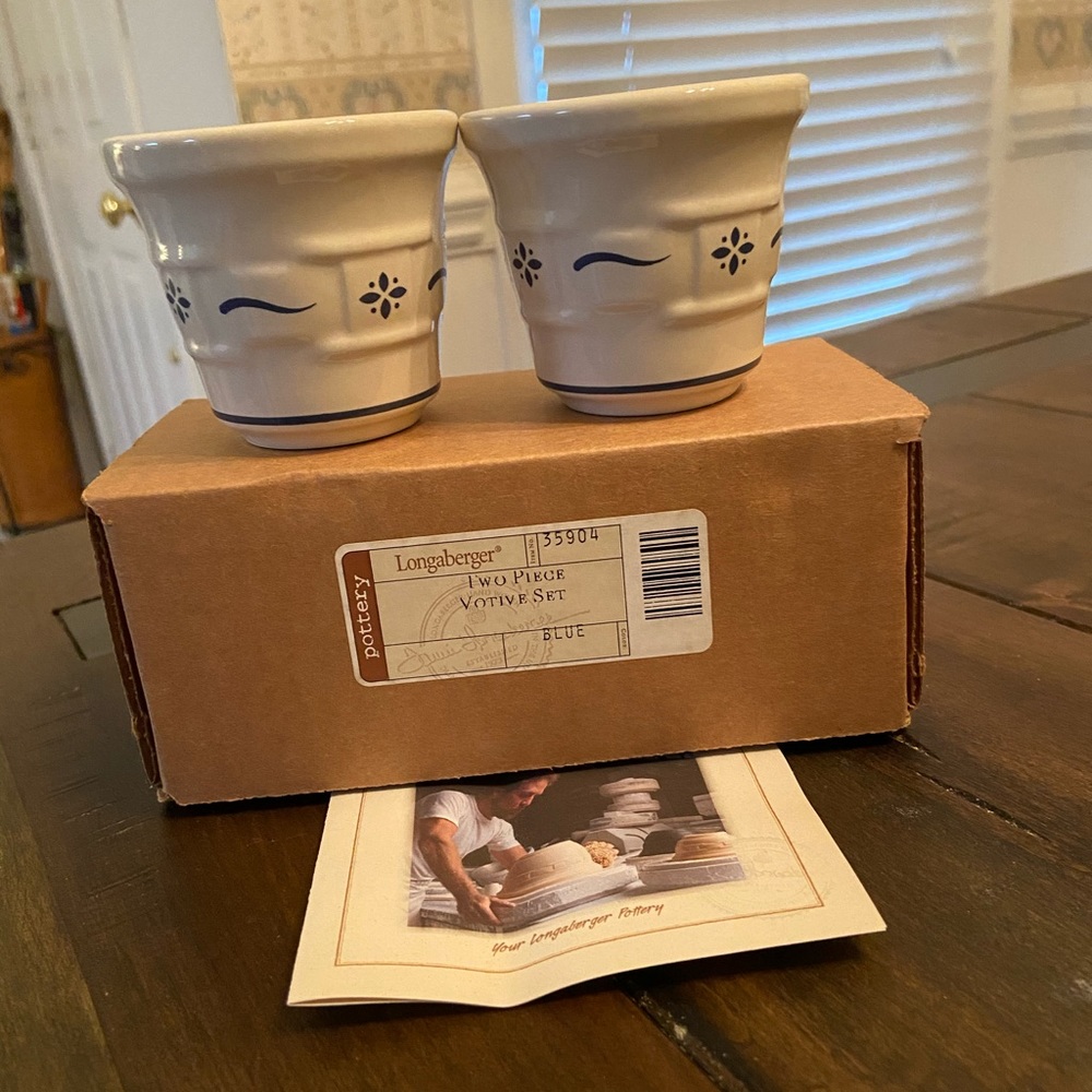 Longaberger Two Piece Votive set in Classic Blue!
